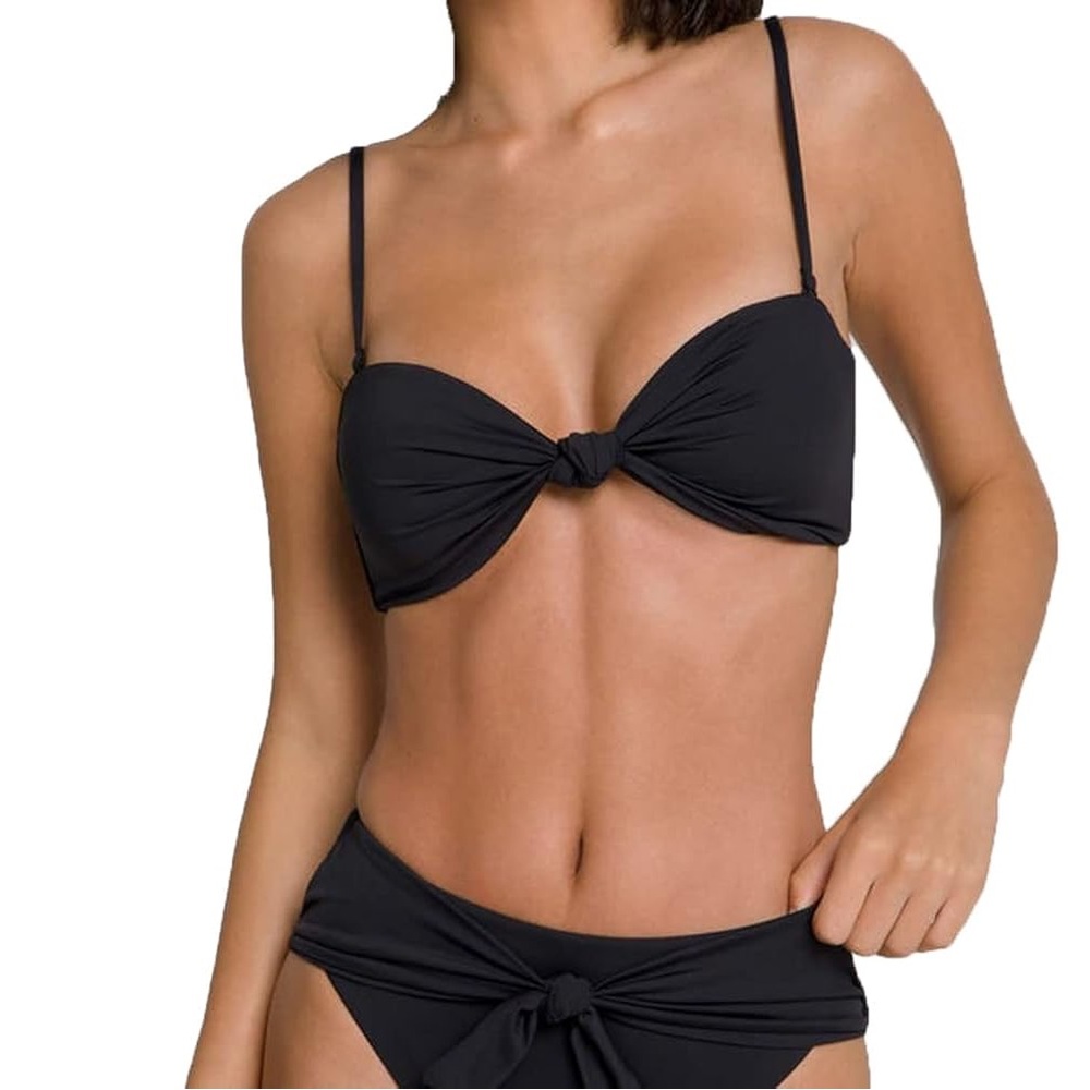GOOD AMERICAN NWT Black Bikini Top with Knot Detail 5XL Swim Tan Stretch